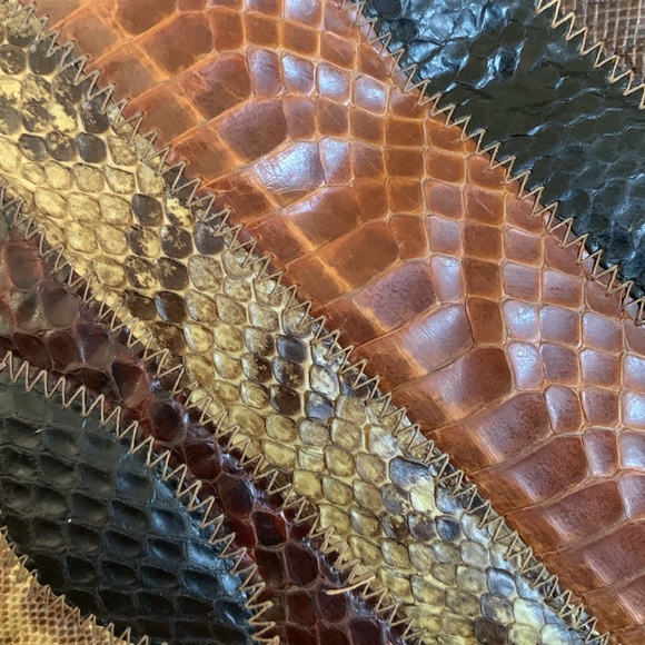 Vtg 1960s Supreme Patchwork Snake / Python Shoulder Bag Classic Neutral Texture - Picture 7 of 17
